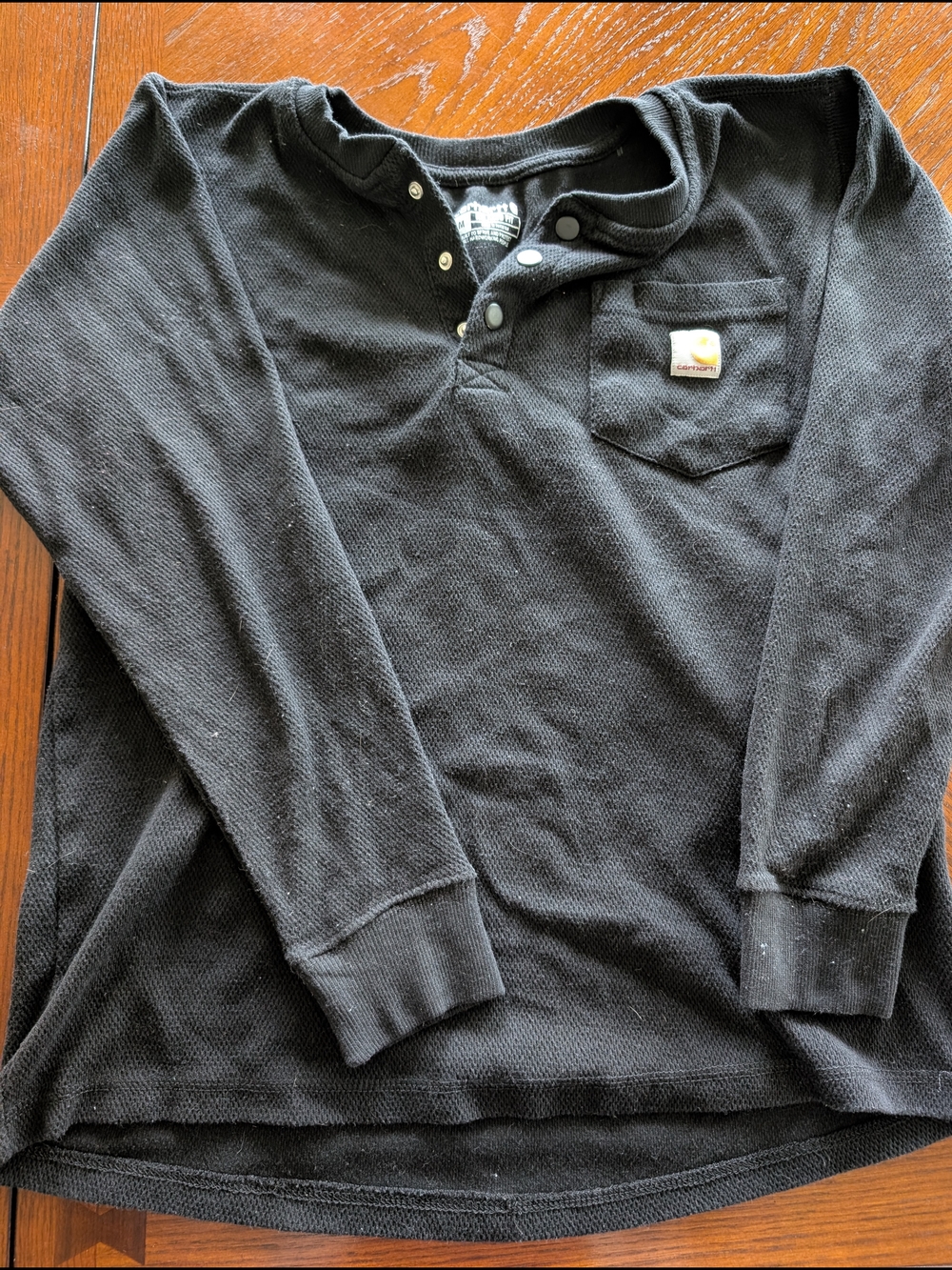 Carhartt Black Long Sleeve Henley with Pocket Logo